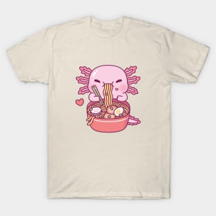 Cute Axolotl Loves Ramen Noodles T-Shirt